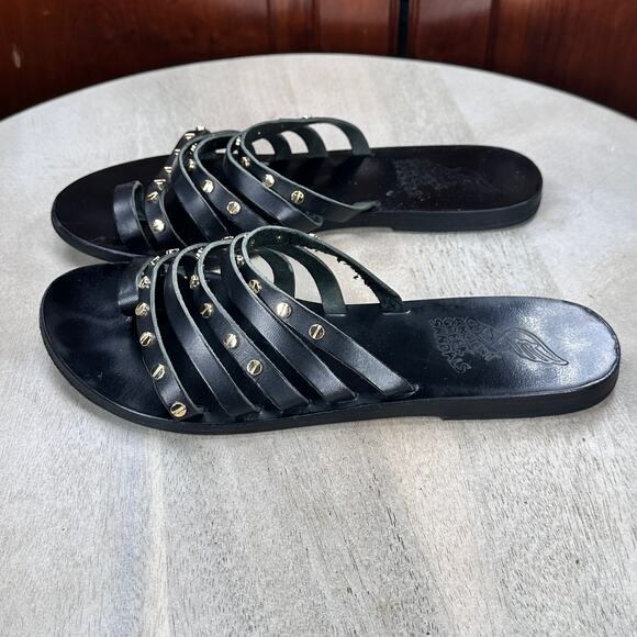 Ancient Greek Sandals Women Niki Nails Sandals Size 39 EU 9 US Black Leather - Picture 3 of 12